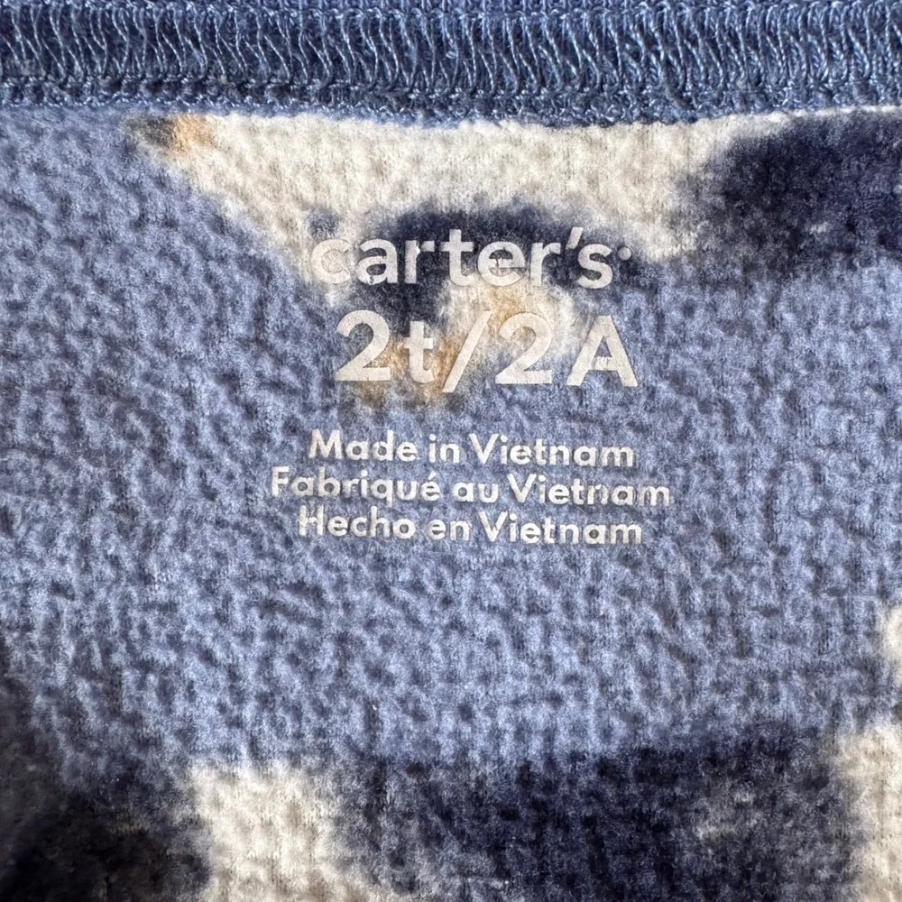 Carters Toddler‎ 2T Fleece Footed Pajamas Blue Farm Cow Chicken Print Sleeper